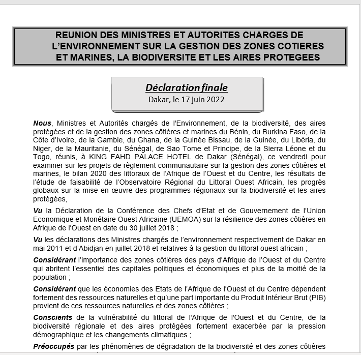 Monsieur Amadou Lamine GUISSE Secrétaire Général du Ministère de l’Environnement et du      Développement Durable du Sénégal